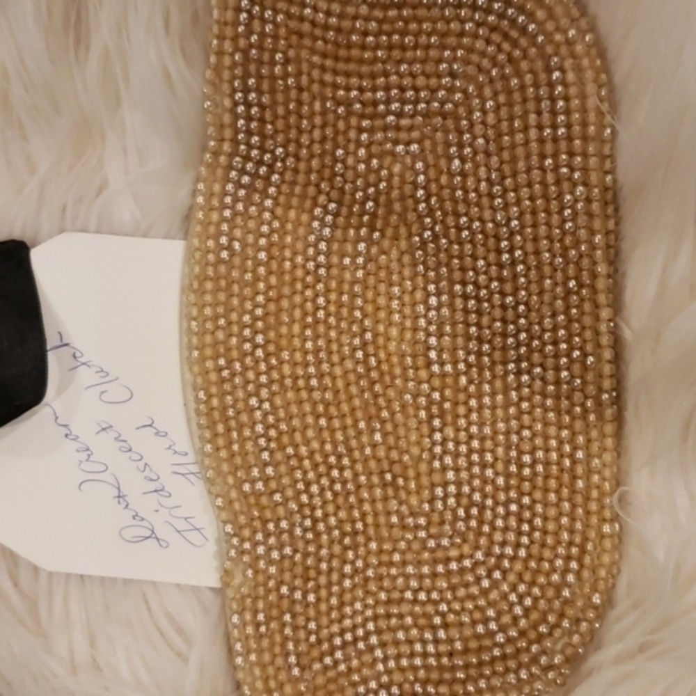 Dark‎ Cream Vintage 7 Floral Beaded Clutch Bag - Picture 4 of 6